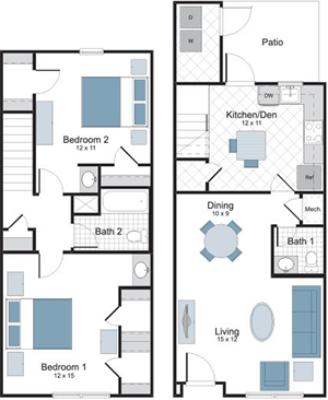 Coliseum - Two Bedroom / 1.5 Bath floor plan