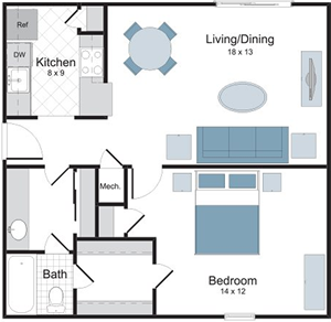 Cypress - One Bedroom / One Bath floor plan